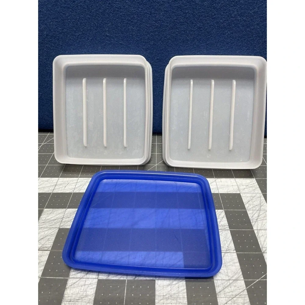 Tupperware Hot Dog Keeper Container Stacking Blue